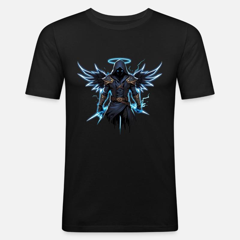 Todesengel - Männer Slim Fit T-Shirt - Schwarz