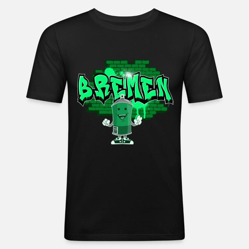 Bremen Graffiti - Männer Slim Fit T-Shirt - Schwarz