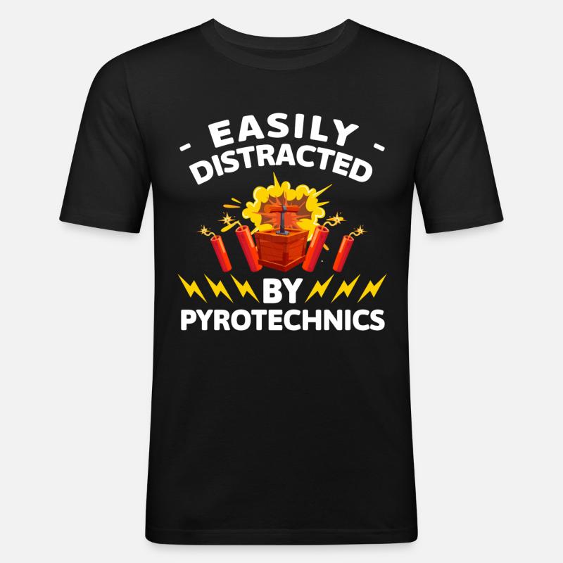 Pyrotechnik Highlight - Männer Slim Fit T-Shirt - Schwarz