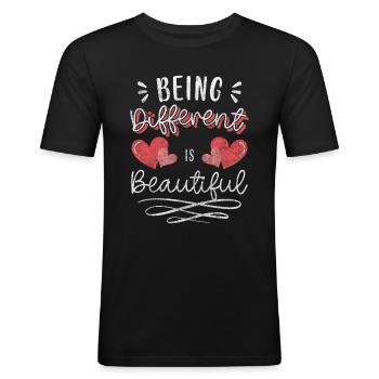 Einzigartig Individuell Besonderes - Männer Slim Fit T-Shirt - Schwarz - Vorne - Nik (191cm)