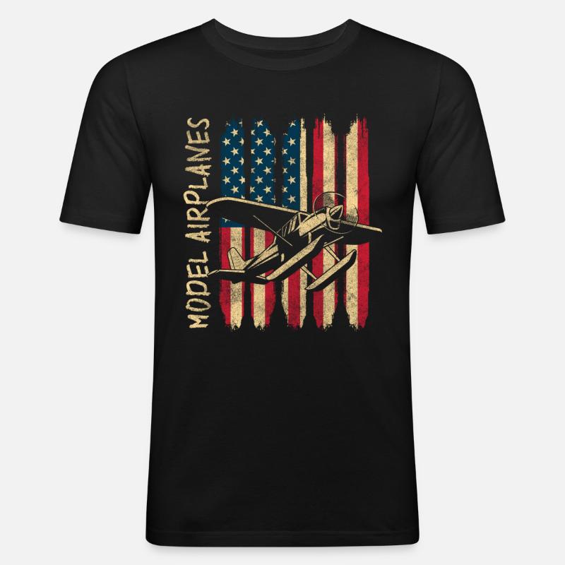 Modellflugzeug Fluggerrät - Männer Slim Fit T-Shirt - Schwarz