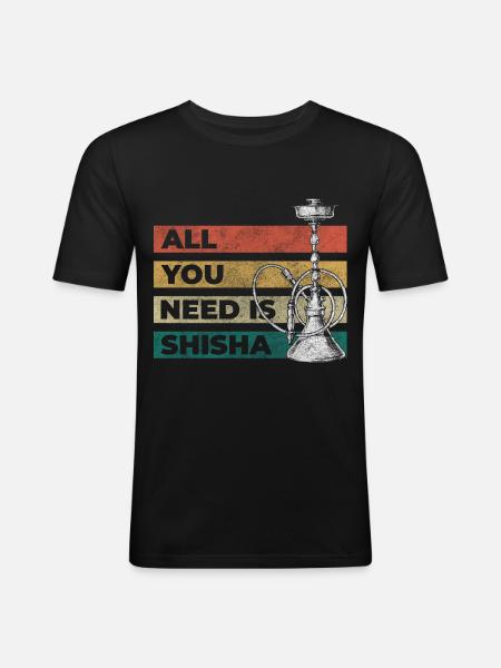 Hookah Steam Smoking Butt - Men's Slim Fit T-Shirt - black