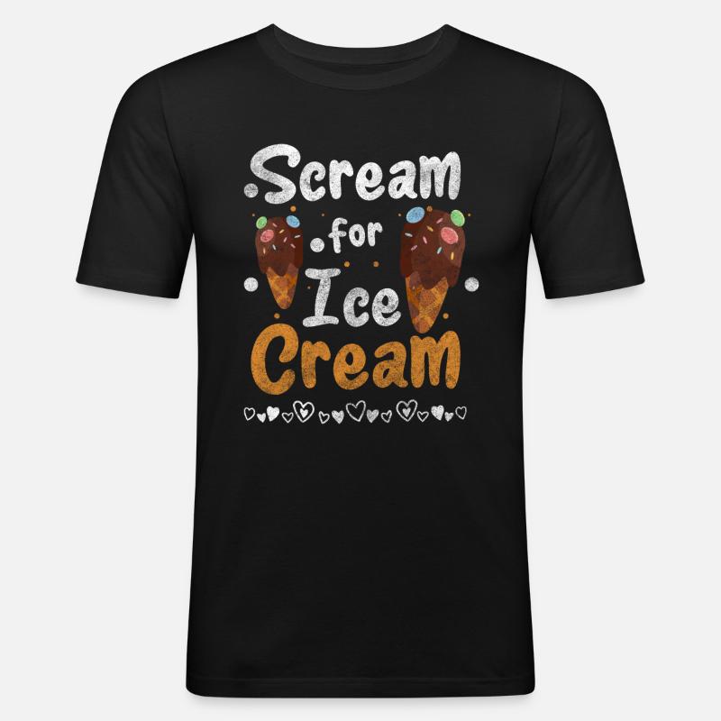 Eiscreme Eisdiele - Männer Slim Fit T-Shirt - Schwarz