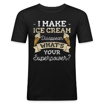 Eiscreme Eiskugel Eisverkäufer Frozen Yogurt - Männer Slim Fit T-Shirt - Schwarz - Vorne - Nik (191cm)