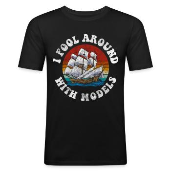Modellbau Segelschiff Seefahrer Schifffahrt - Männer Slim Fit T-Shirt - Schwarz - Vorne - Nik (191cm)