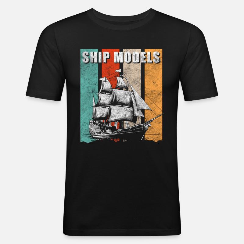 Schiff Modellbauer RC Schiff Skipper - Männer Slim Fit T-Shirt - Schwarz