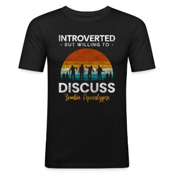 Introvert Human Alone Single - Men's Slim Fit T-Shirt - black - Front - Nik (191cm)