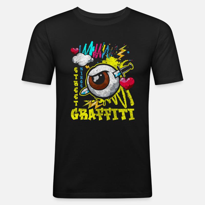 Graffiti Malerei Mode Einzigartig - Männer Slim Fit T-Shirt - Schwarz