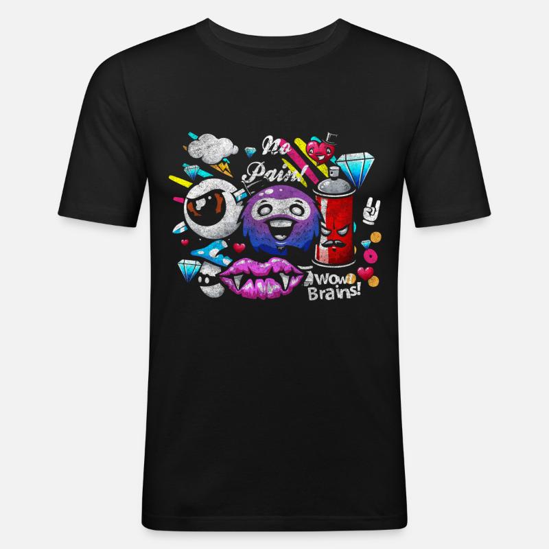 Sprayer Bunt Neon - Männer Slim Fit T-Shirt - Schwarz