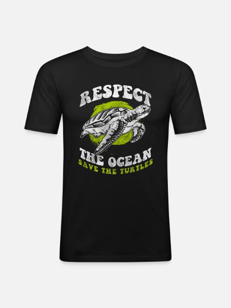 Turtle Reptile Cute - Men's Slim Fit T-Shirt - black
