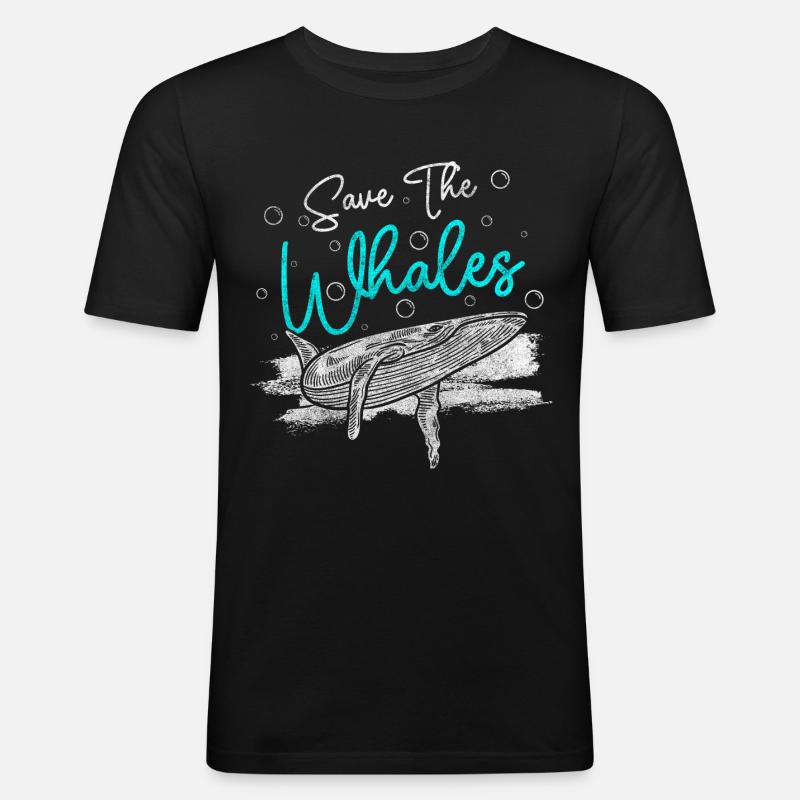 Wal Meeresbewohner See - Männer Slim Fit T-Shirt - Schwarz