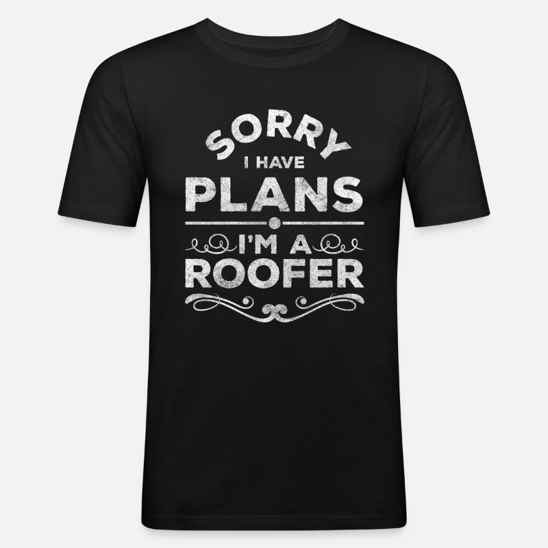 Dachdecker Baustelle Häuser Dachrinne - Männer Slim Fit T-Shirt - Schwarz