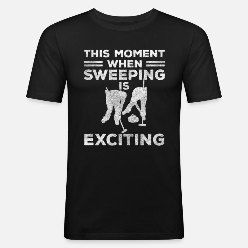 Curling Team Stöcke - Männer Slim Fit T-Shirt - Schwarz