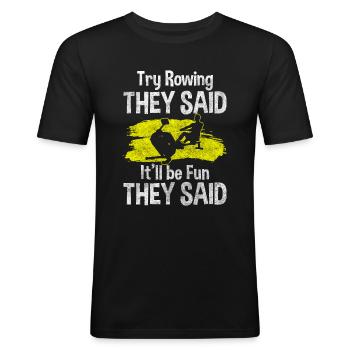 Rowing Machine Sports Strength Gym - Men's Slim Fit T-Shirt - black - Front - Nik (191cm)