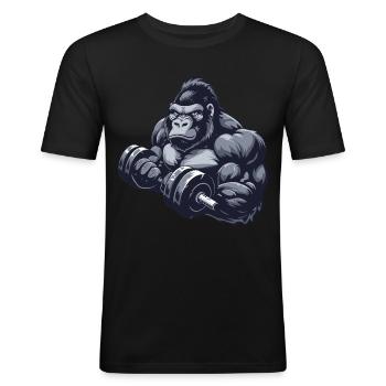 Hanteln Fitnessstudio gym gorilla - Männer Slim Fit T-Shirt - Schwarz - Vorne - Nik (191cm)