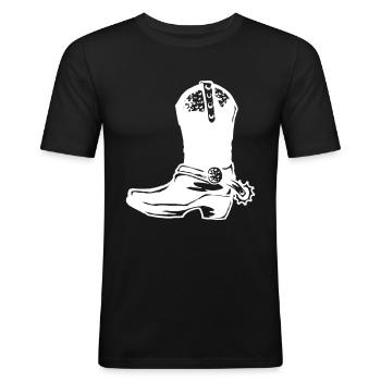 Cowboy boots - Men's Slim Fit T-Shirt - black - Front - Nik (191cm)