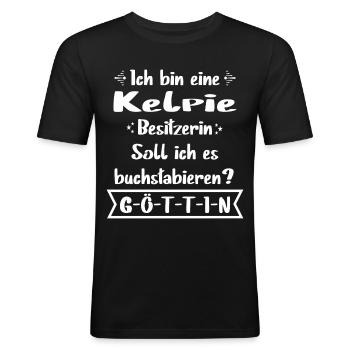 Kelpie Tshirt - Kelpie Hund Shirt - Männer Slim Fit T-Shirt - Schwarz - Vorne - Nik (191cm)