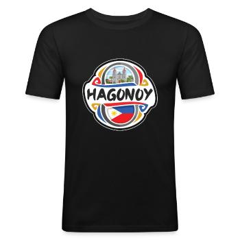 Hagonoy Philippines Flag Travel Souvenir Badge Sta - Men's Slim Fit T-Shirt - black - Front - Nik (191cm)