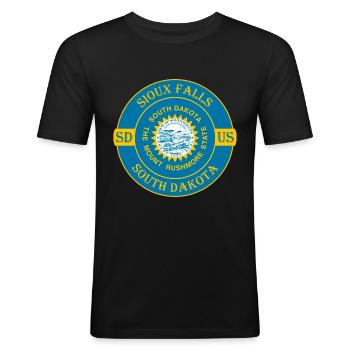 Sioux Falls South Dakota Flag USA Souvenir Logo - Men's Slim Fit T-Shirt - black - Front - Nik (191cm)