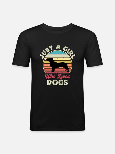Basset Fauve De Bretagne Dog Silhouette Retro Sun - Mannen slim fit T-shirt - zwart