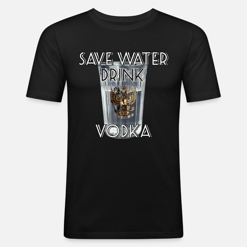 Save Water Drink Vodka Geschenk - Männer Slim Fit T-Shirt - Schwarz