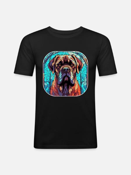 Farverig engelsk mastiff hunderace akvarel glas - Herre Slim Fit T-Shirt - sort
