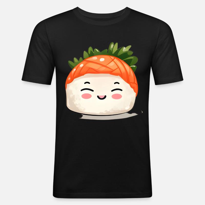 Sushi - Männer Slim Fit T-Shirt - Schwarz