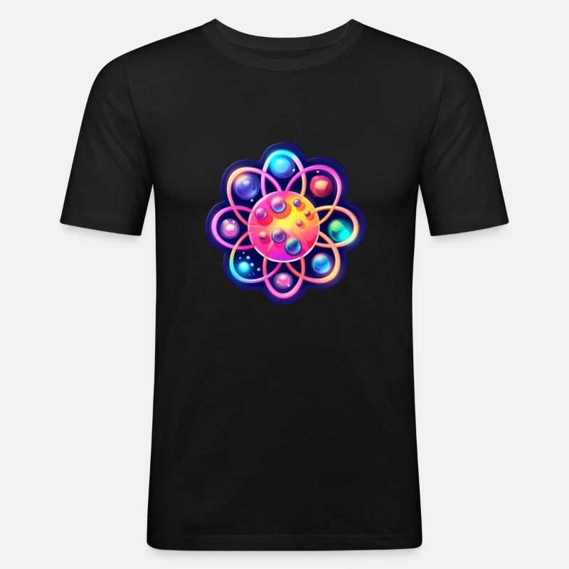 Atom Physik Nerd Atommodell - Männer Slim Fit T-Shirt - Schwarz