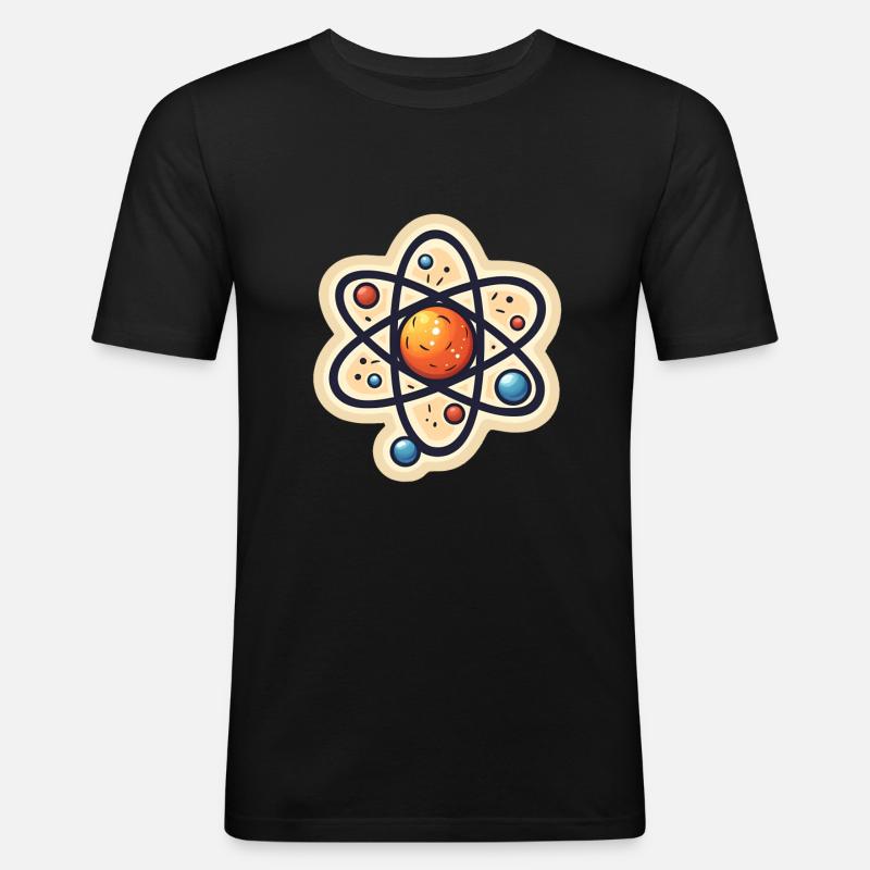 Atom Physik Nerd Atommodel - Männer Slim Fit T-Shirt - Schwarz
