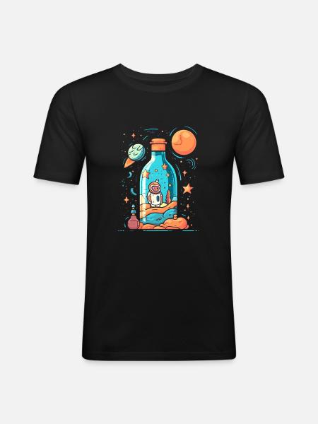 Astronaut Milchstrasse - Männer Slim Fit T-Shirt - Schwarz