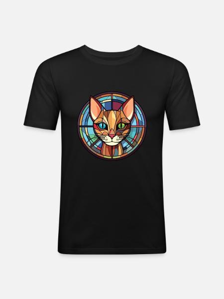 Havana Brown Cat Colorful Watercolor Illustration - Men's Slim Fit T-Shirt - black