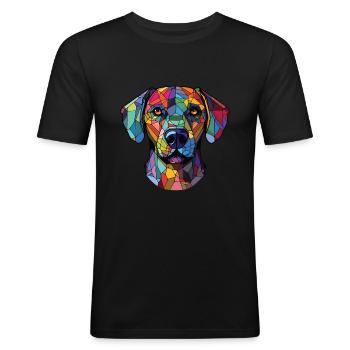 Cao De Castro Laboreiro Dog Breed Watercolor Glass - Men's Slim Fit T-Shirt - black - Front - Nik (191cm)