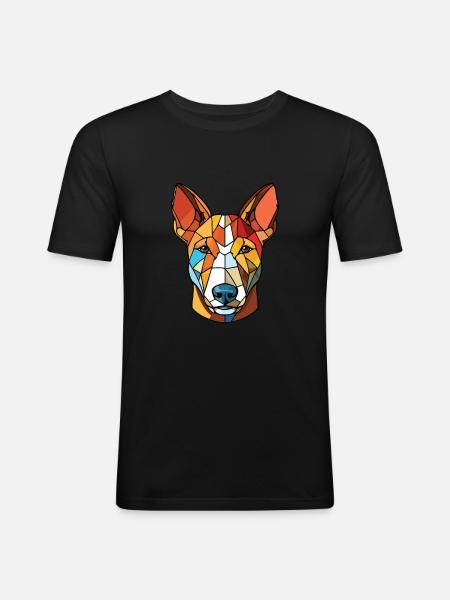 Bullterrier-Hunderasse Aquarell-Illustration - Männer Slim Fit T-Shirt - Schwarz
