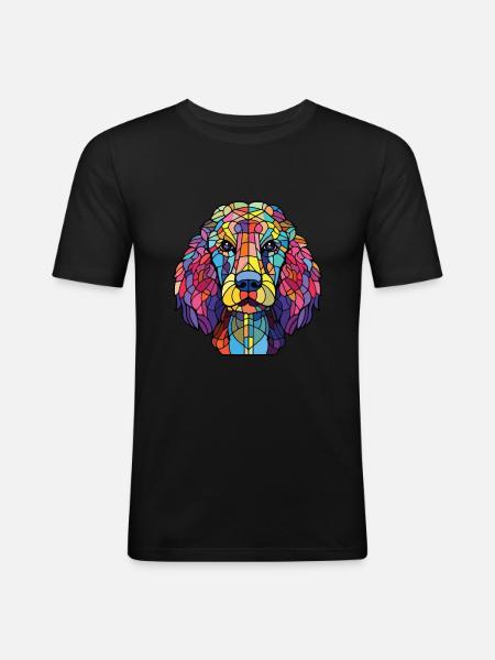 Schnurpudel-Hunderasse Aquarell-Illustration - Männer Slim Fit T-Shirt - Schwarz