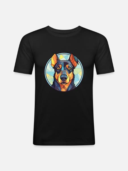 Beauceron Dog Breed Watercolor Glass Illustration - Men's Slim Fit T-Shirt - black