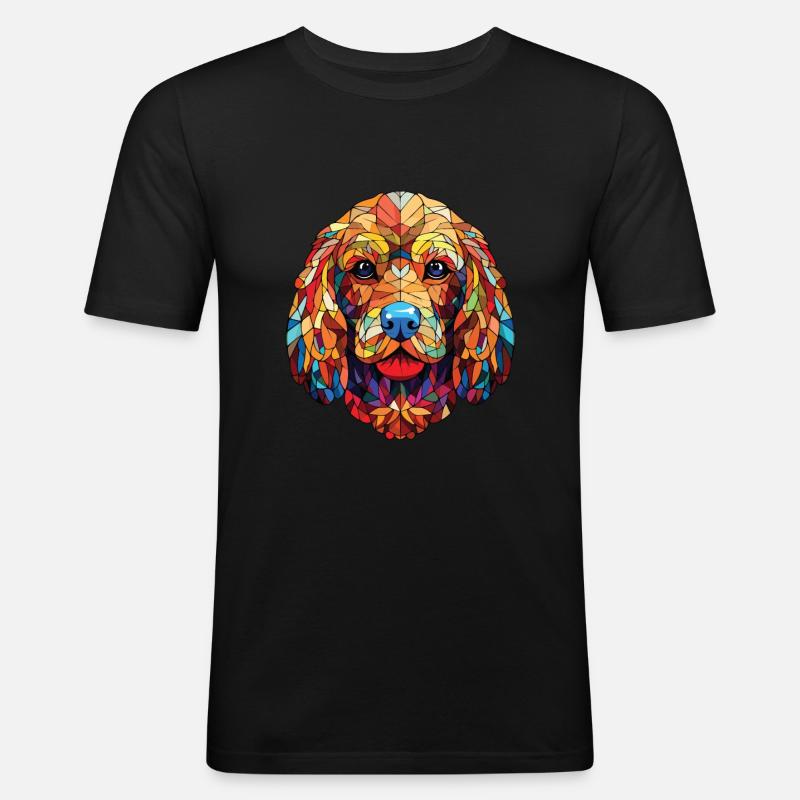 Cockapoo Hunderasse Aquarell Glas Illustration - Männer Slim Fit T-Shirt - Schwarz
