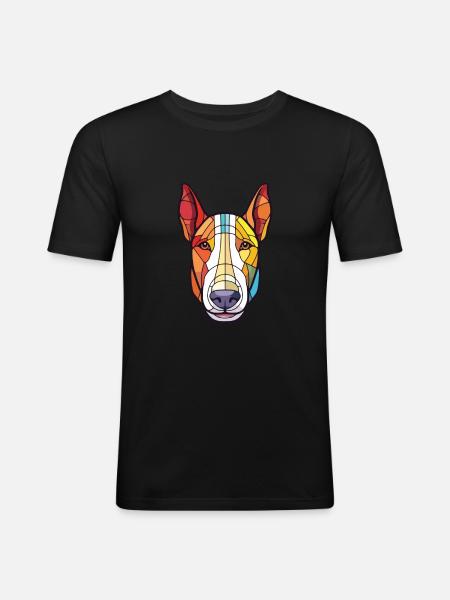 Bullterrier-Hunderasse Aquarell-Illustration - Männer Slim Fit T-Shirt - Schwarz