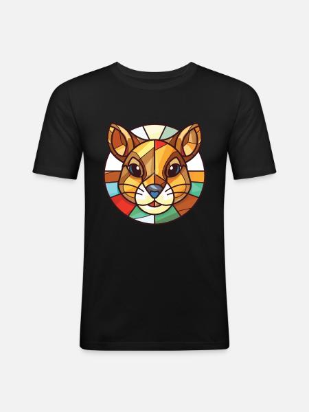 Chipmunk bunte Aquarell-Tierillustration - Männer Slim Fit T-Shirt - Schwarz