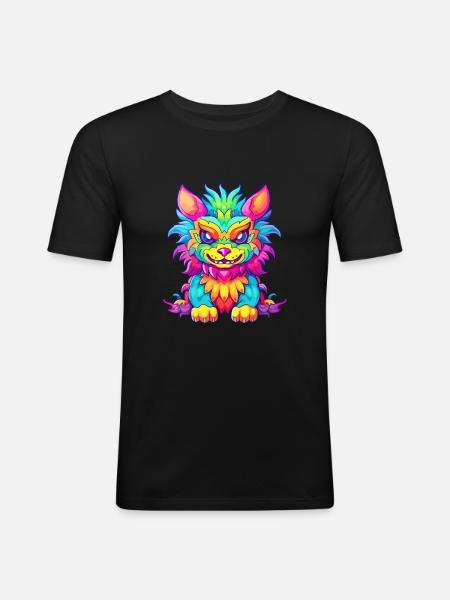 Chimera Colorful Watercolor Cartoon Kawaii Animal - Men's Slim Fit T-Shirt - black