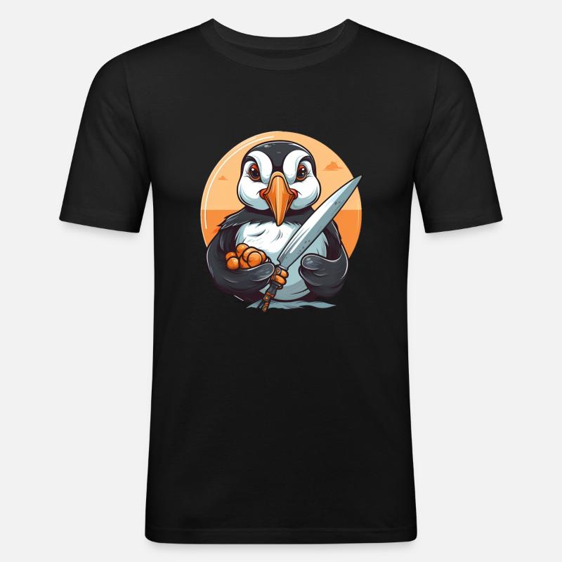 Papageientaucher - Männer Slim Fit T-Shirt - Schwarz