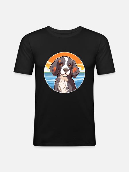 Spaniel Dog Breed Cartoon Kawaii Clipart Dog Pet - Men's Slim Fit T-Shirt - black