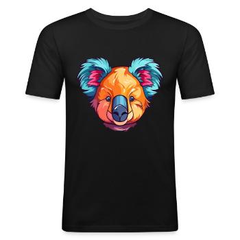 Koala Buntes Aquarell Cartoon Kawaii Tier - Männer Slim Fit T-Shirt - Schwarz - Vorne - Nik (191cm)