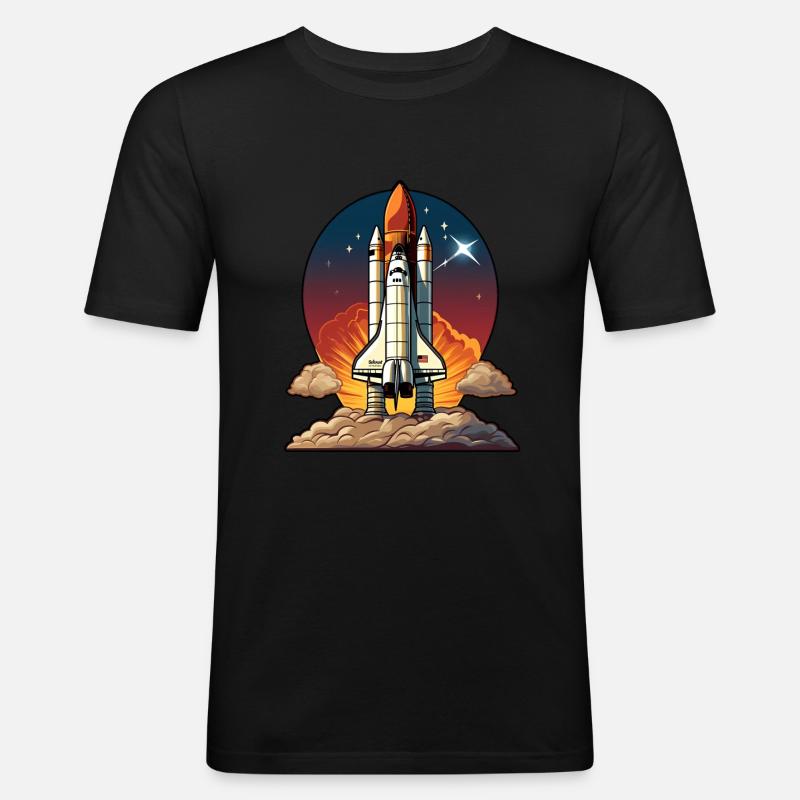Spaceshuttle Raumfahrt - Männer Slim Fit T-Shirt - Schwarz