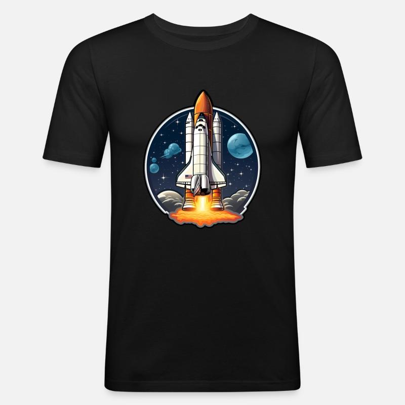 Spaceshuttle Raumfahrt - Männer Slim Fit T-Shirt - Schwarz