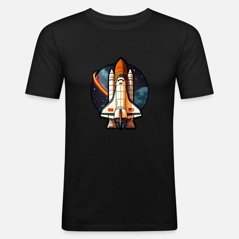 Spaceshuttle Raumfahrt - Männer Slim Fit T-Shirt - Schwarz
