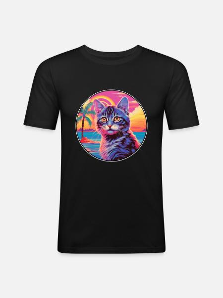 York Chocolate Cat Breed Akvarell tegneserie Kawaii - Slim Fit T-skjorte for menn - svart