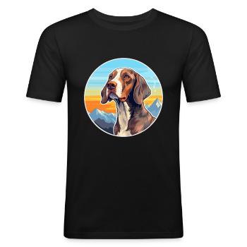Auvergne Pointing Dog Breed Cartoon Kawaii Waterco - Men's Slim Fit T-Shirt - black - Front - Nik (191cm)