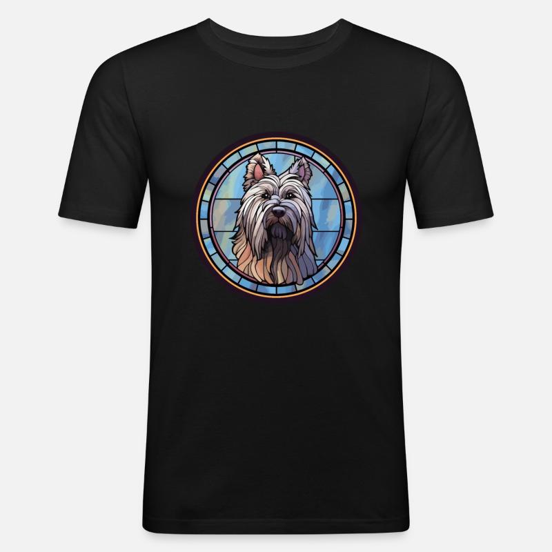 Skye Terrier Hunderasse Buntes Glas - Männer Slim Fit T-Shirt - Schwarz