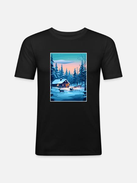 Lapland Finland Island Vintage matkailujuliste WPA - Miesten tyköistuva t-paita - musta