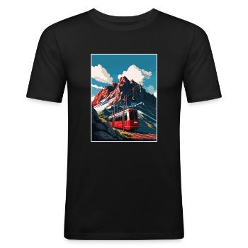 Pilatus Suisse Vintage Voyage Poster Souvenir - T-shirt près du corps Homme - noir - Devant - Nik (191cm)